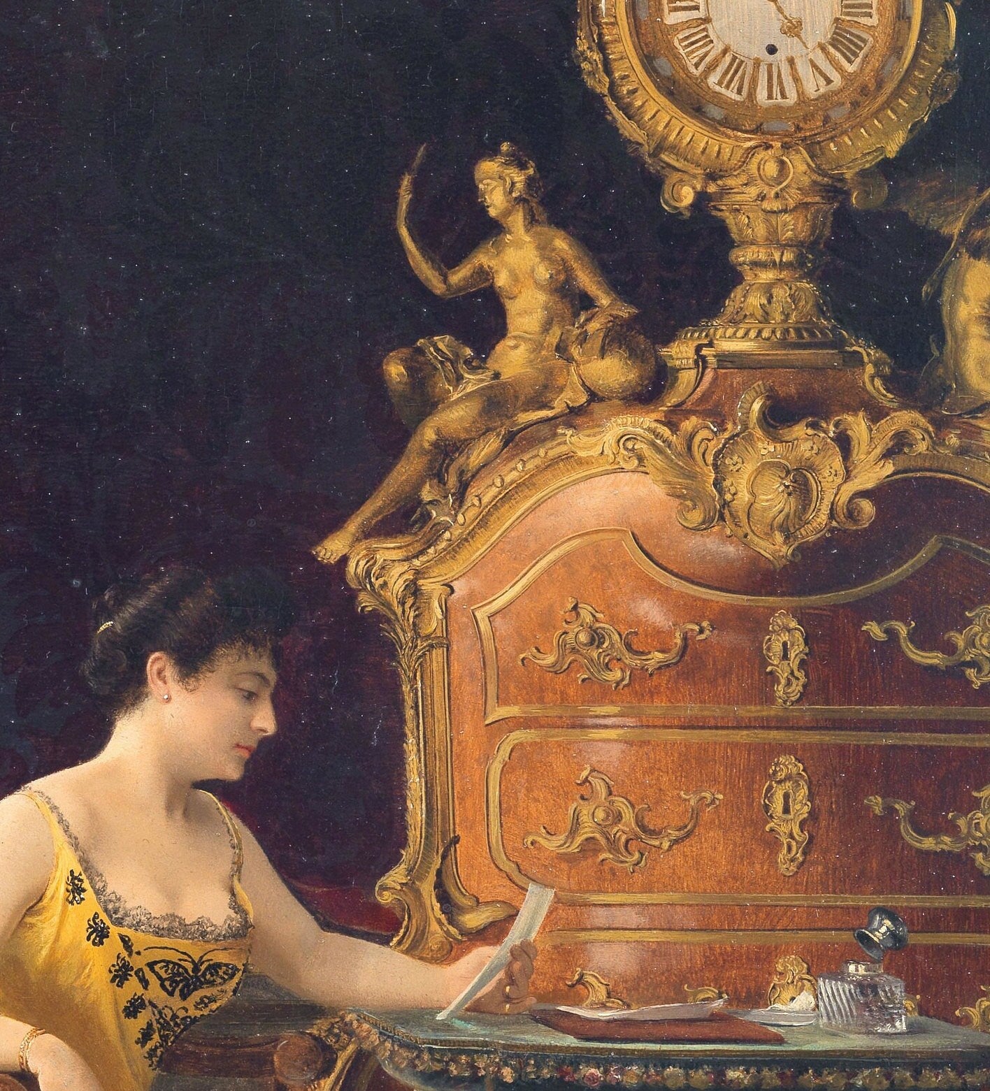 3D Printed 'The Letter' Art: Georges Croegaert Textured Oil Painting Reproduction