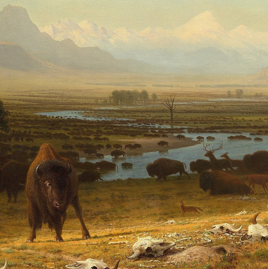 The Last of the Buffalo by Albert Bierstadt, 3d Printed with texture and brush strokes looks like original oil painting, Landscape.