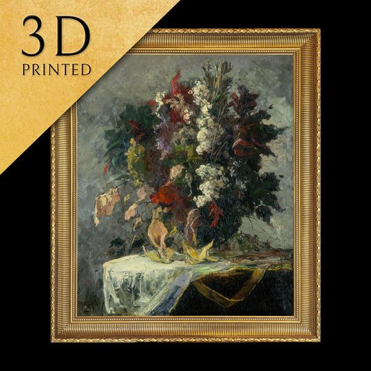 Untitled (floral still life) by Edward Mitchell Bannister,3d Printed with texture and brush strokes looks like original oil painting.