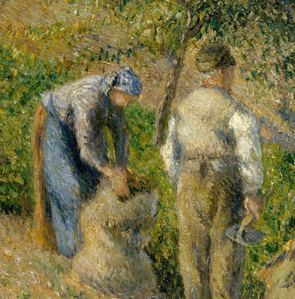 Camille Pissarro Print: The Harvest, Pontoise - 3D Textured Art