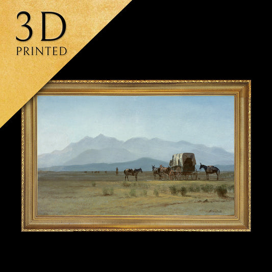 Surveyor’s Wagon in the Rockies by Albert Bierstadt, 3d Printed with texture and brush strokes looks like original oil painting.