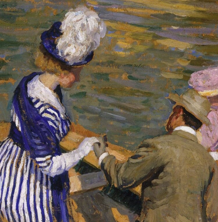 E Phillips Fox 'The Ferry' 3D Textured Print: Impressionist Art