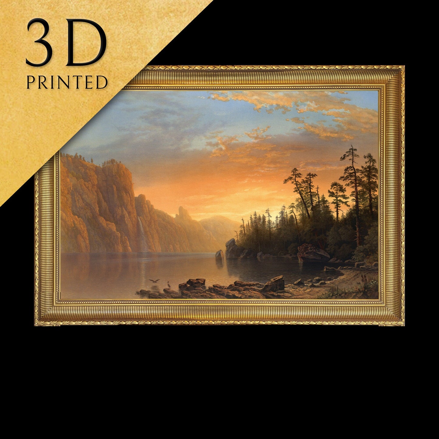 Sunset in California by Albert Bierstadt, 3d Printed with texture and brush strokes looks like original oil painting.