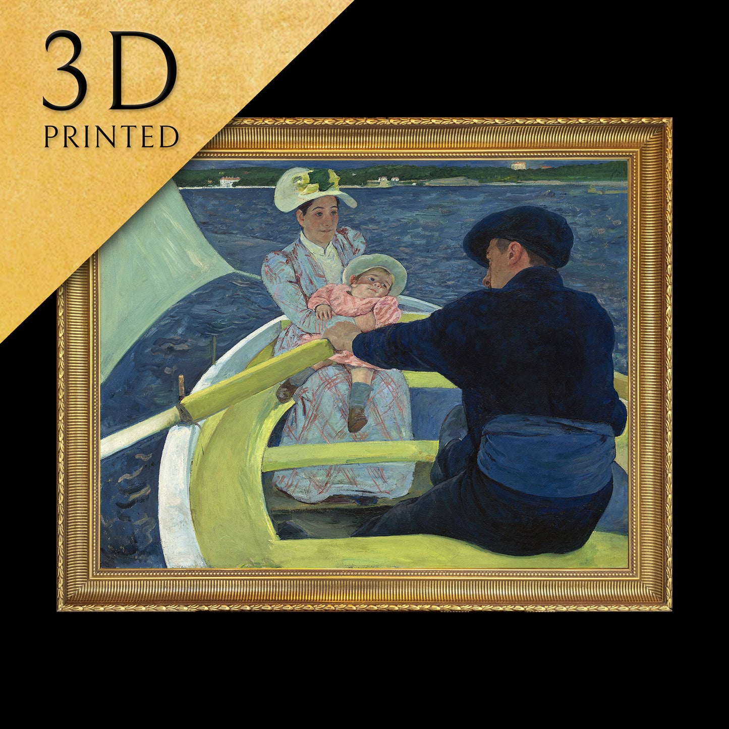 The Boating Party by Mary Cassatt,3d Printed with texture and brush strokes looks like original oil painting.