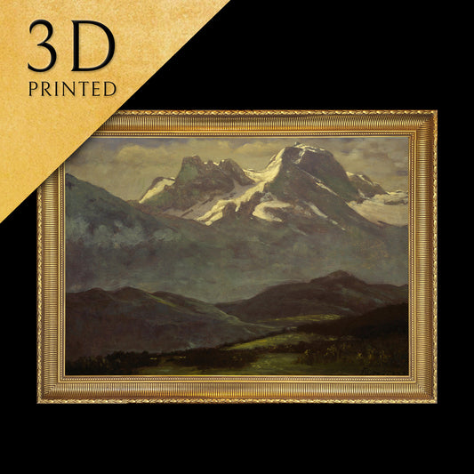 Summer Snow on Snow Covered Mountains by Albert Bierstadt, 3d Printed with texture and brush strokes looks like original oil painting.