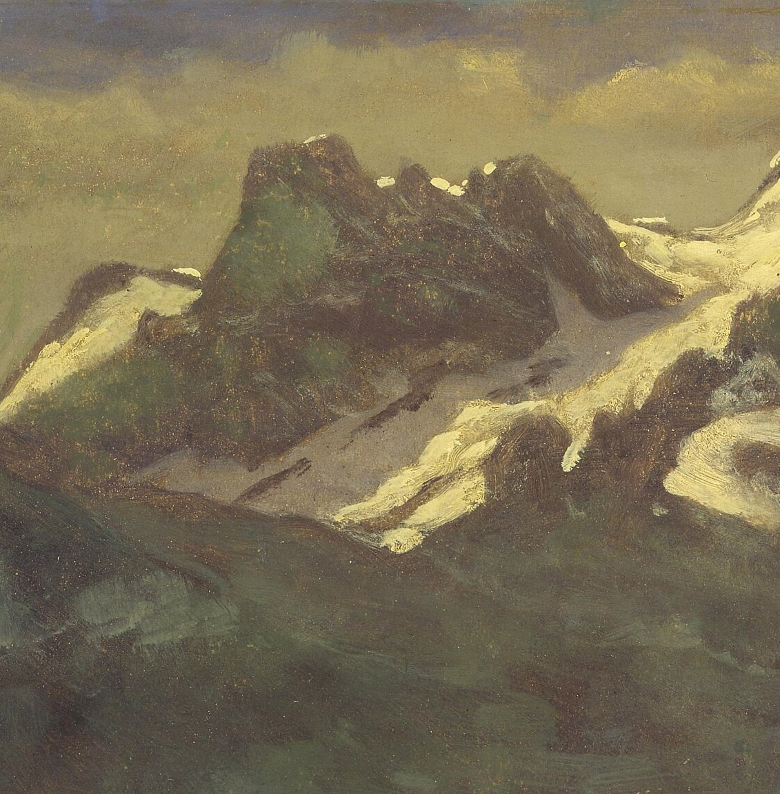 Summer Snow on Snow Covered Mountains by Albert Bierstadt, 3d Printed with texture and brush strokes looks like original oil painting.