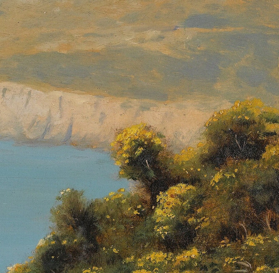 Edmund Blair Painting: Girl on Coastal Path, 3D Textured Print