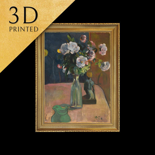 Roses et statuette by Paul Gauguin, 3d Printed with texture and brush strokes looks like original oil painting, high realistic.