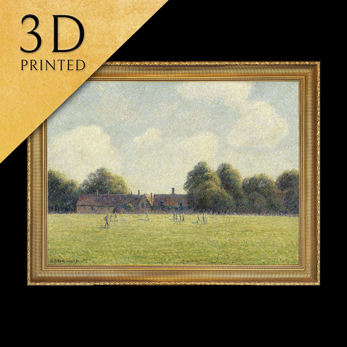 Hampton Court Green by Camille Pissarro, 3d Printed with texture and brush strokes looks like original oil painting.