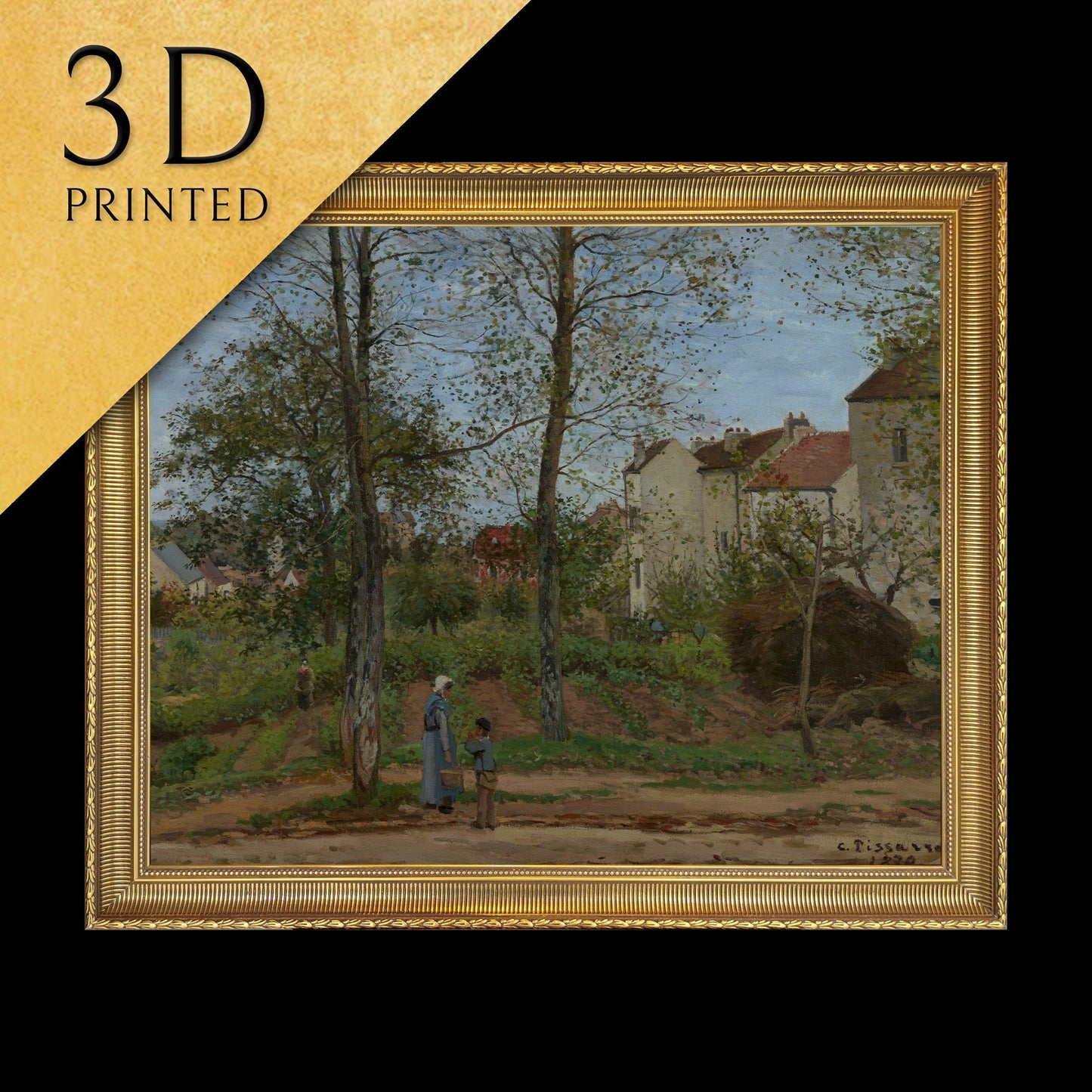 Landscape,Louveciennes by Camille Pissarro 3dPrinted with texture and brush strokes looks like original oil painting high realistic printing