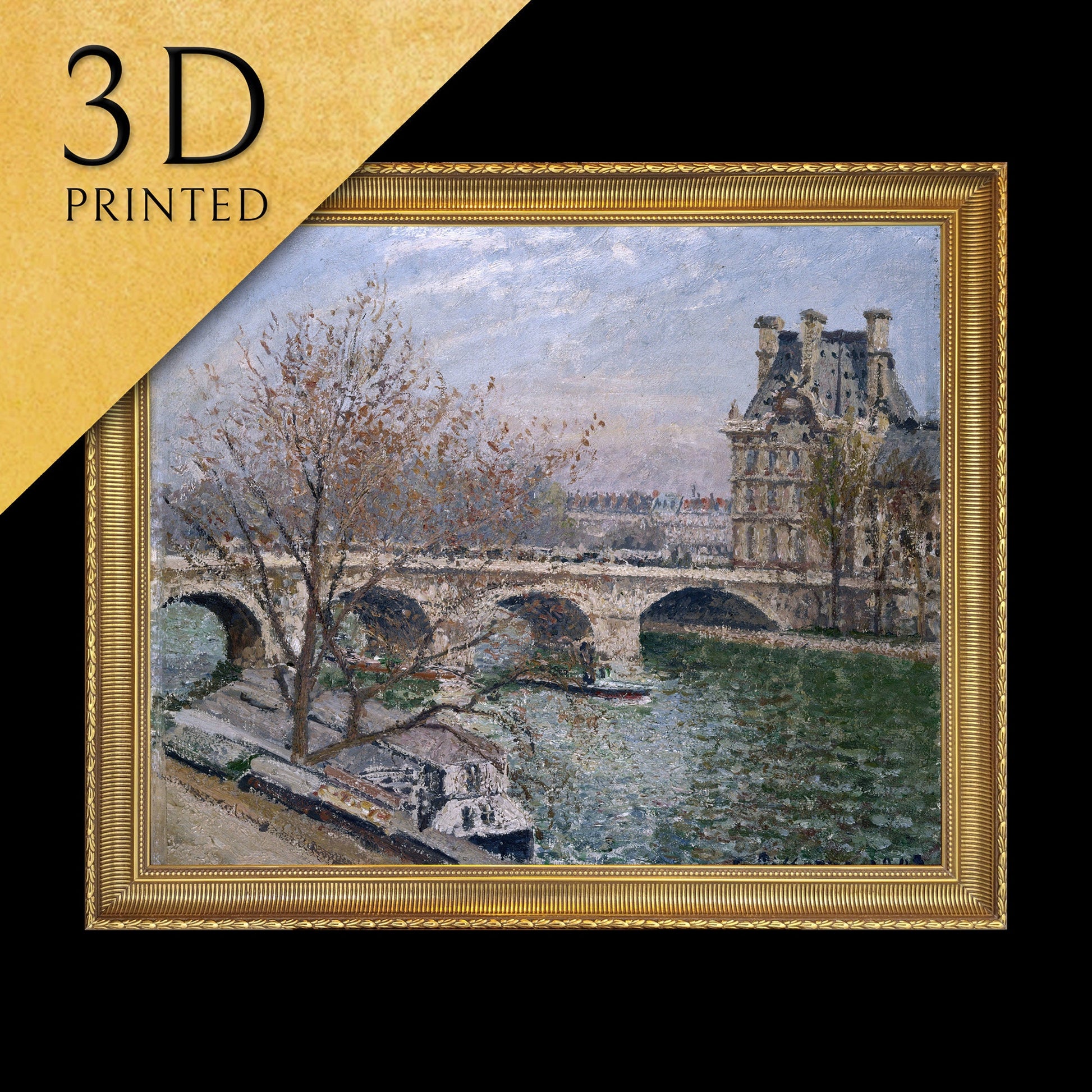 Pavillon de Flore by Camille Pissarro 3dPrinted with texture and brush strokes looks like original oil painting high realistic printing.