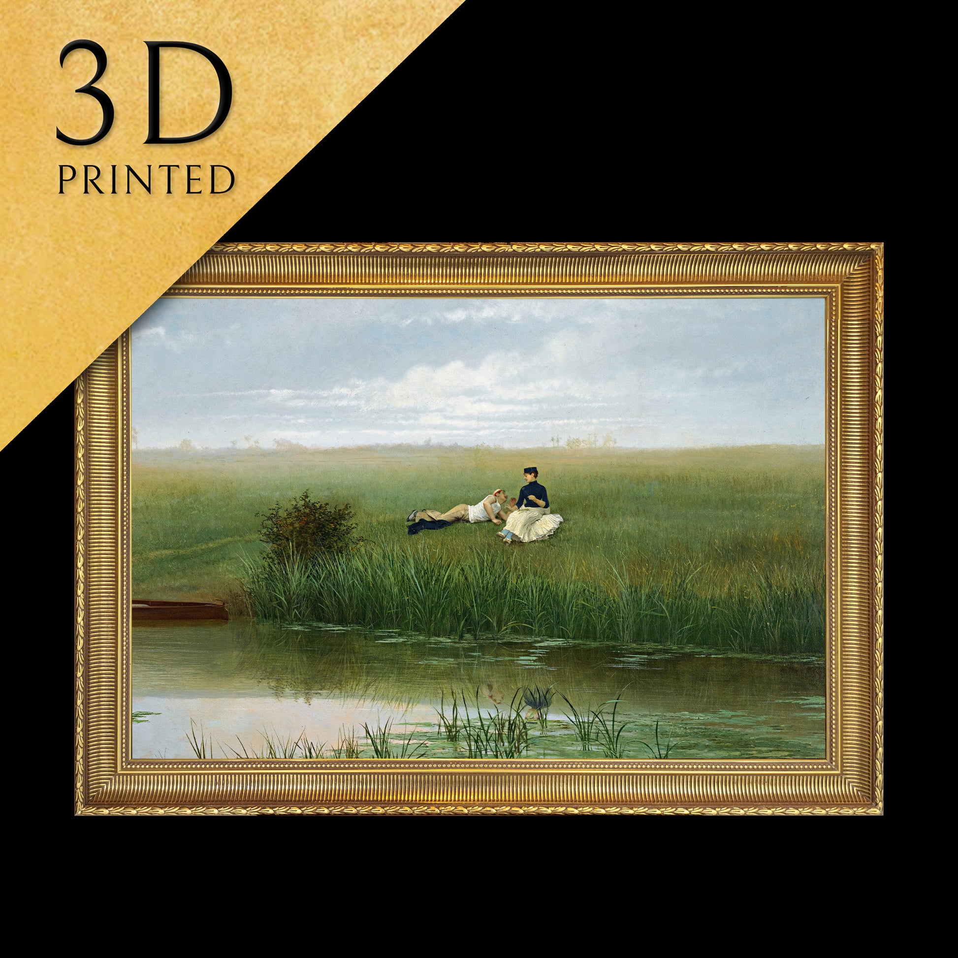 Canotiers by Georges Croegaert, 3dPrinted with texture and brush strokes looks like original oilpainting high realistic printing.