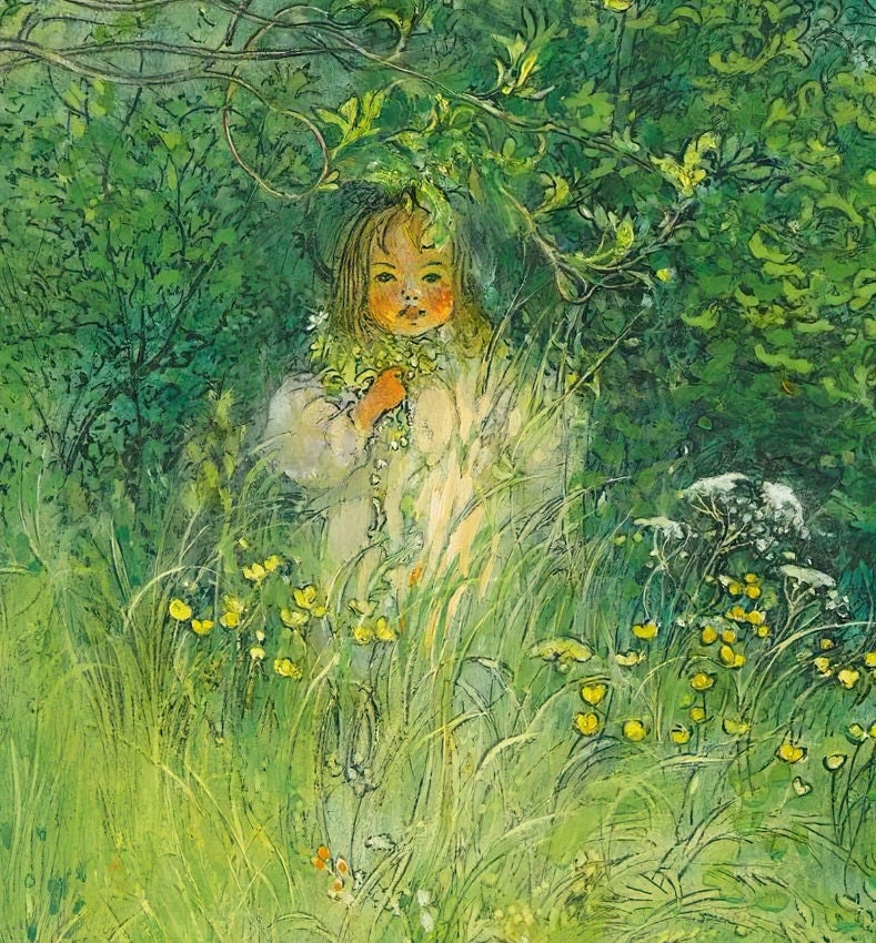 A Fairy (Kersti In The Meadow) by Carl Larsson, 3d Printed with texture and brush strokes looks like original oil painting.