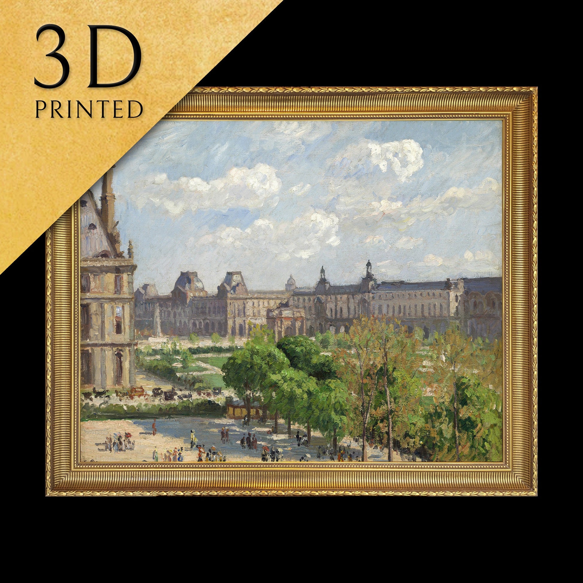 Place du Carrouse - by Camille Pissarro,3dPrinted with texture and brush strokes looks like original oilpainting high realistic printing.