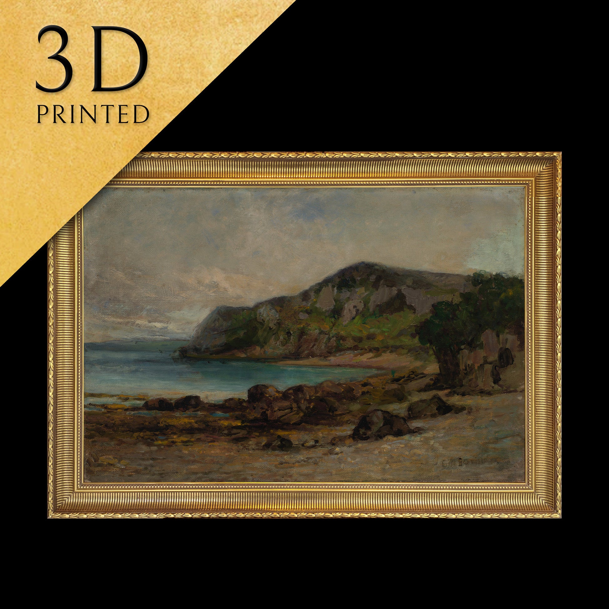 Rocks at Newport by Edward Bannister, 3dPrinted with texture and brush strokes looks like original oil painting high realistic printing