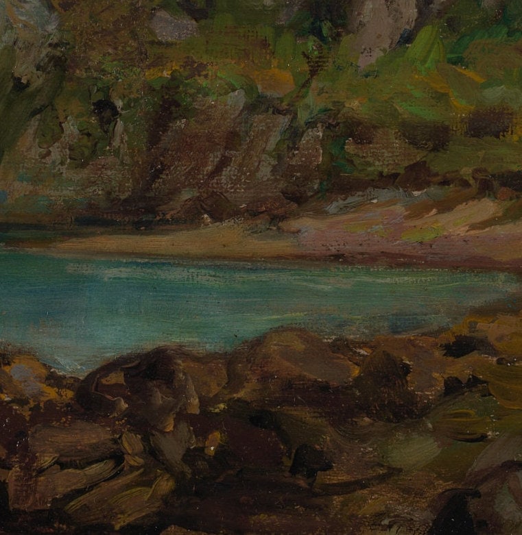 Edward Bannister Painting: Rocks at Newport, 3D Printed Texture