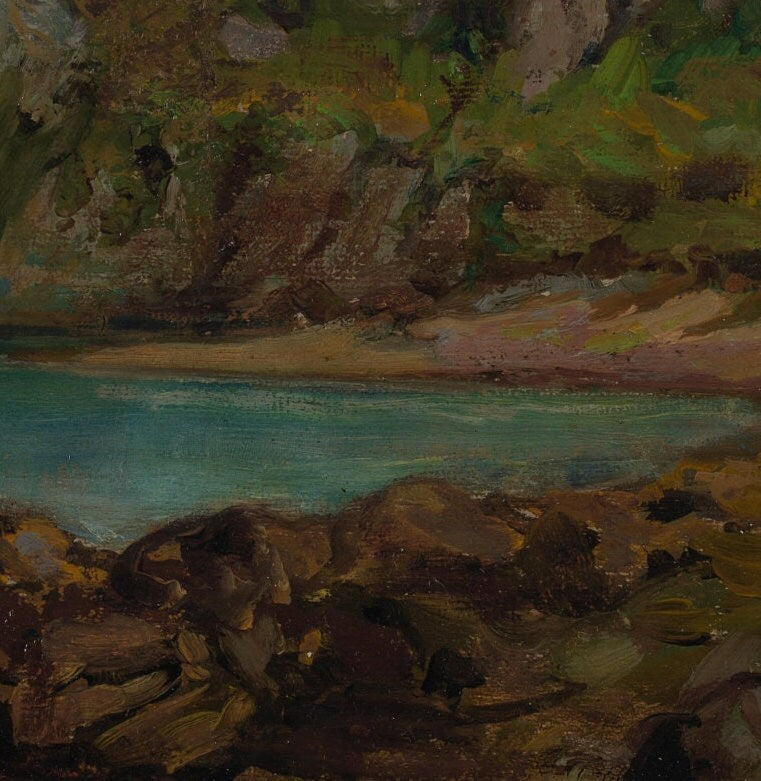 Rocks at Newport by Edward Bannister, 3dPrinted with texture and brush strokes looks like original oil painting high realistic printing