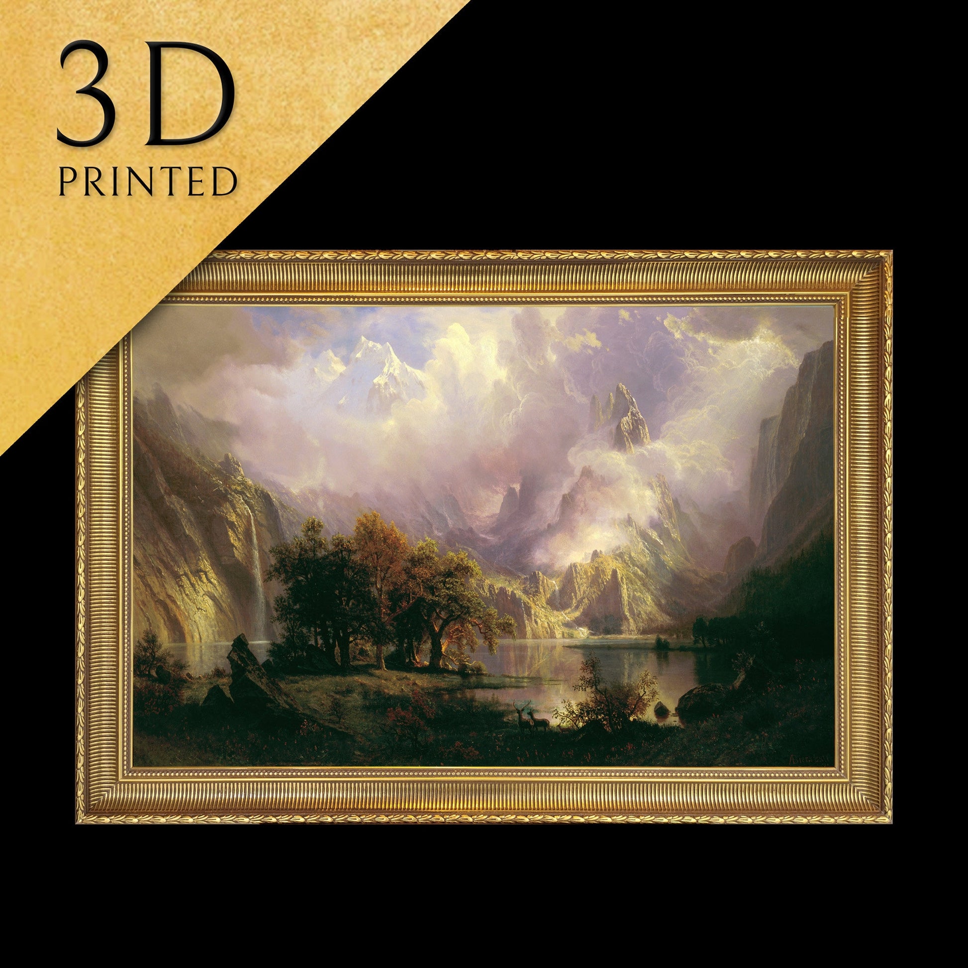 Rocky Mountain by Albert Bierstadt, 3d Printed with texture and brush strokes looks like original oil painting