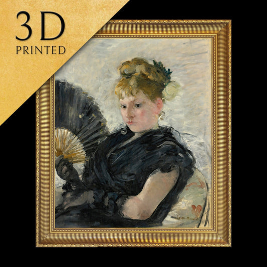 Femme A L’eventail by Berthe Morisot, 3d Printed with texture and brush strokes looks like original oil painting