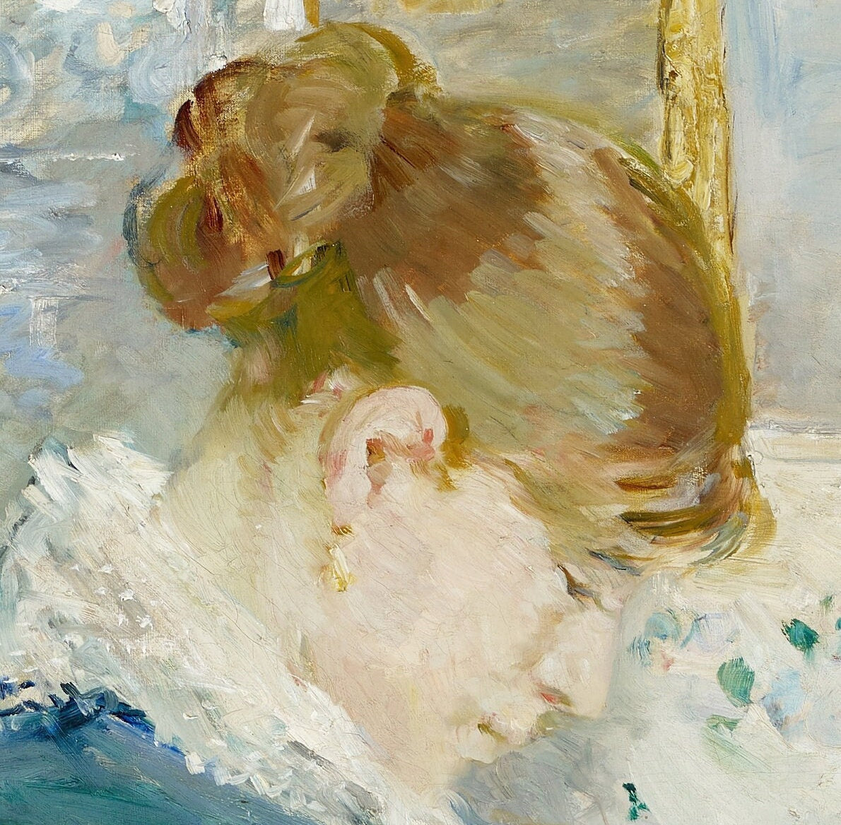 Berthe Morisot - Woman Sewing 3D Print: Textured Oil Painting Reproduction