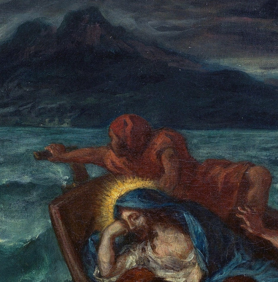 Christ Asleep by Eugene Delacroix, 3d Printed with texture and brush strokes looks like original oil painting, high realistic printing