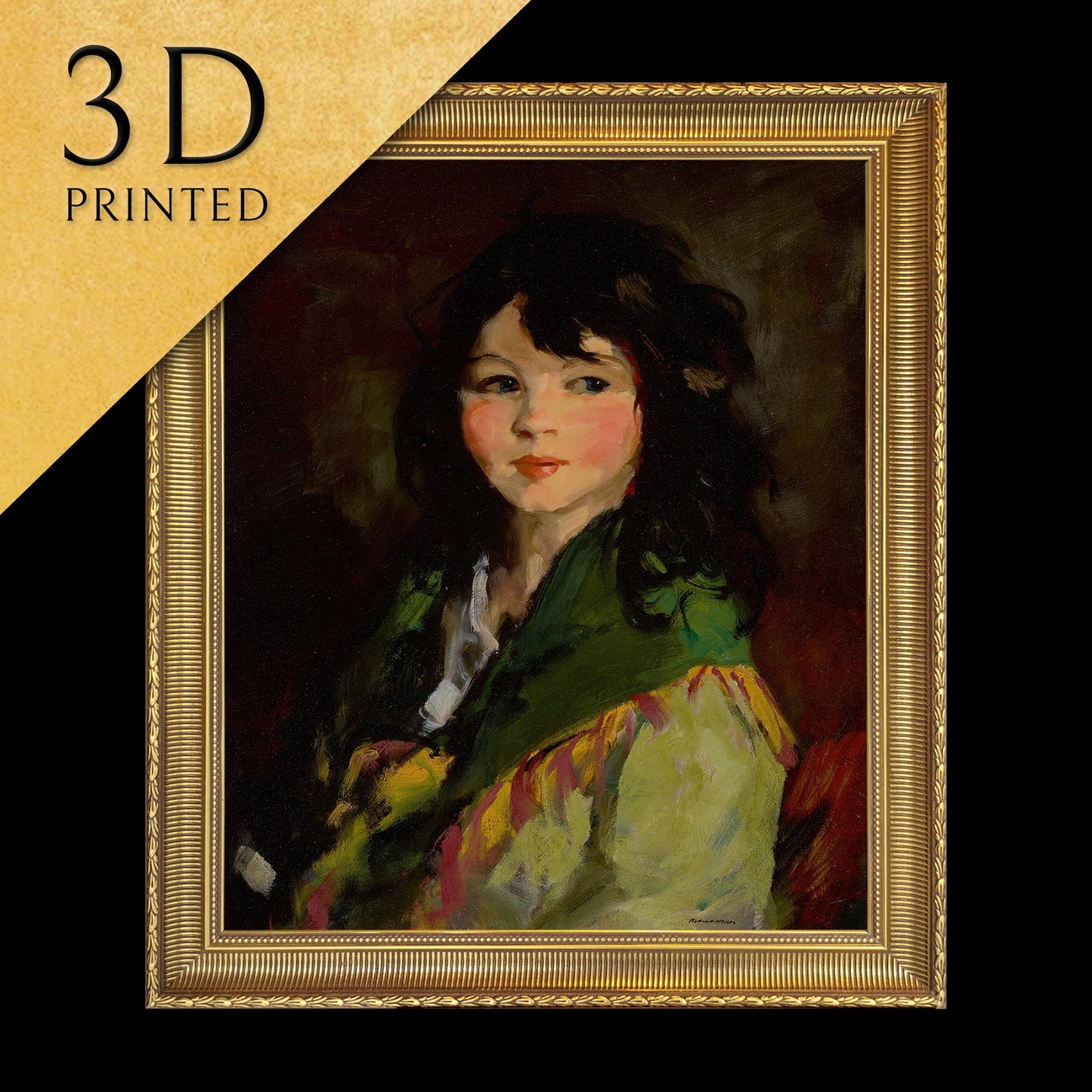 Francine lovey by Robert Henri ,3d Printed with texture and brush strokes looks like original oil painting, high realistic printing