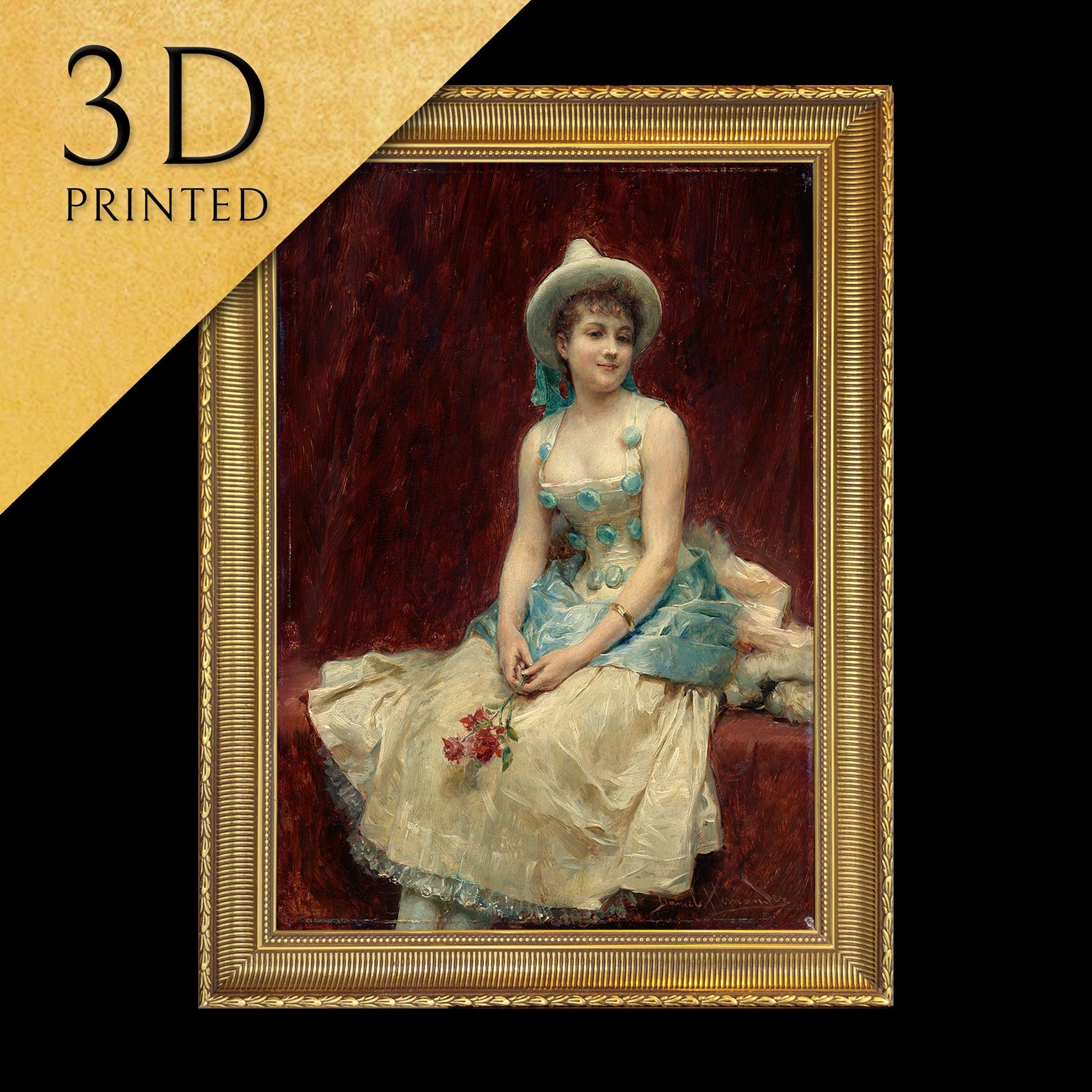 Pierrette by Daniel Morillo, 3d Printed with texture and brush strokes looks like original oil painting, high realistic printing