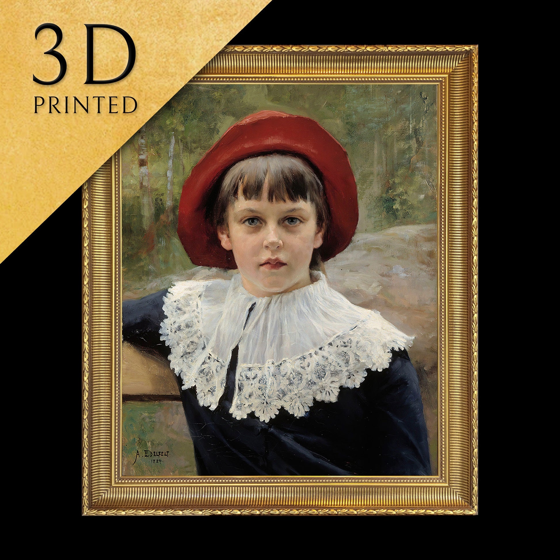 Berta Edelfelt by Albert Edelfelt, 3d Printed with texture and brush strokes looks like original oil painting, high realistic printing