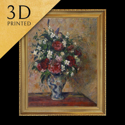 Still life mock orange by Camille Pissarro, 3d Printed with texture and brush strokes looks like original oil painting, high realistic