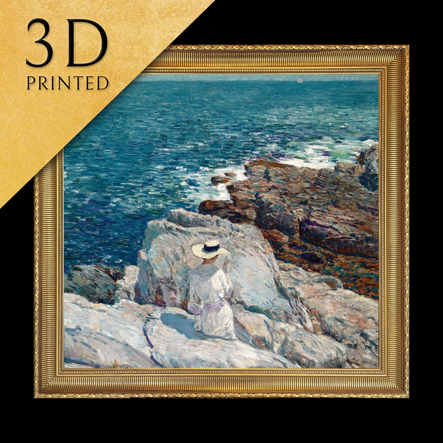 The South Ledges by Appledore ,3d Printed with texture and brush strokes looks like original oil painting, high realistic printing