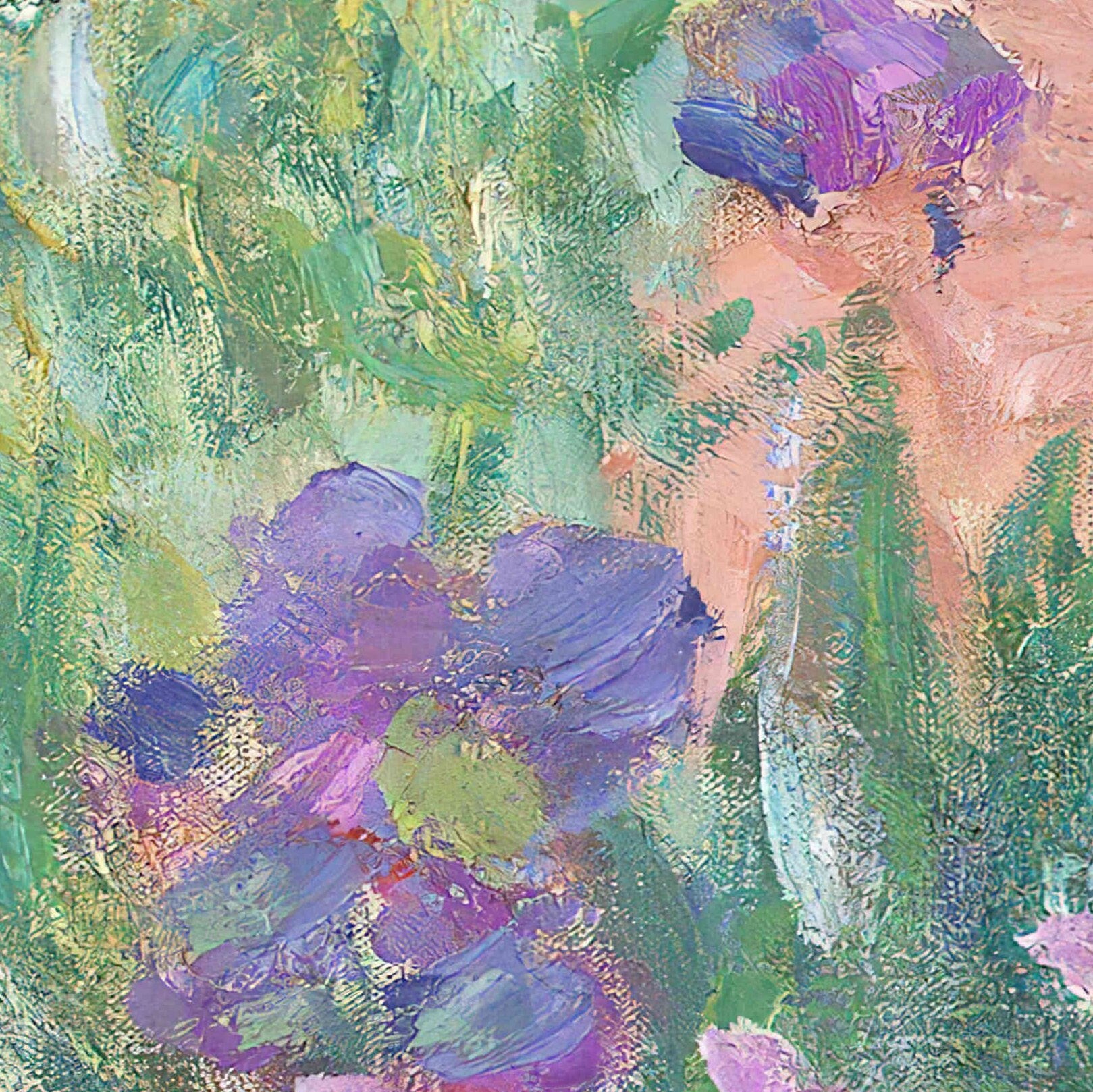 Claude Monet Garden with Irises, 3d Printed with texture and brush strokes looks like original oil painting