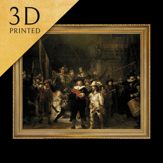 The Night Watch with Alpilles by Rembrant, 3d Printed with texture and brush strokes looks like original oil painting