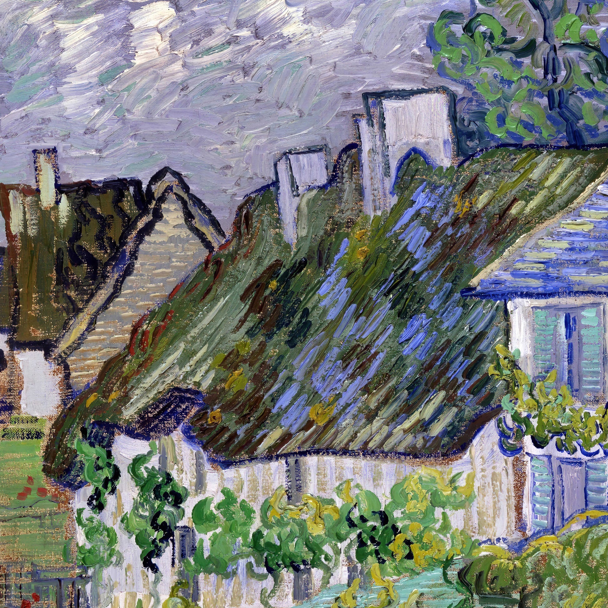 Van Gogh Houses at Auvers: 3D Textured Oil Painting Print