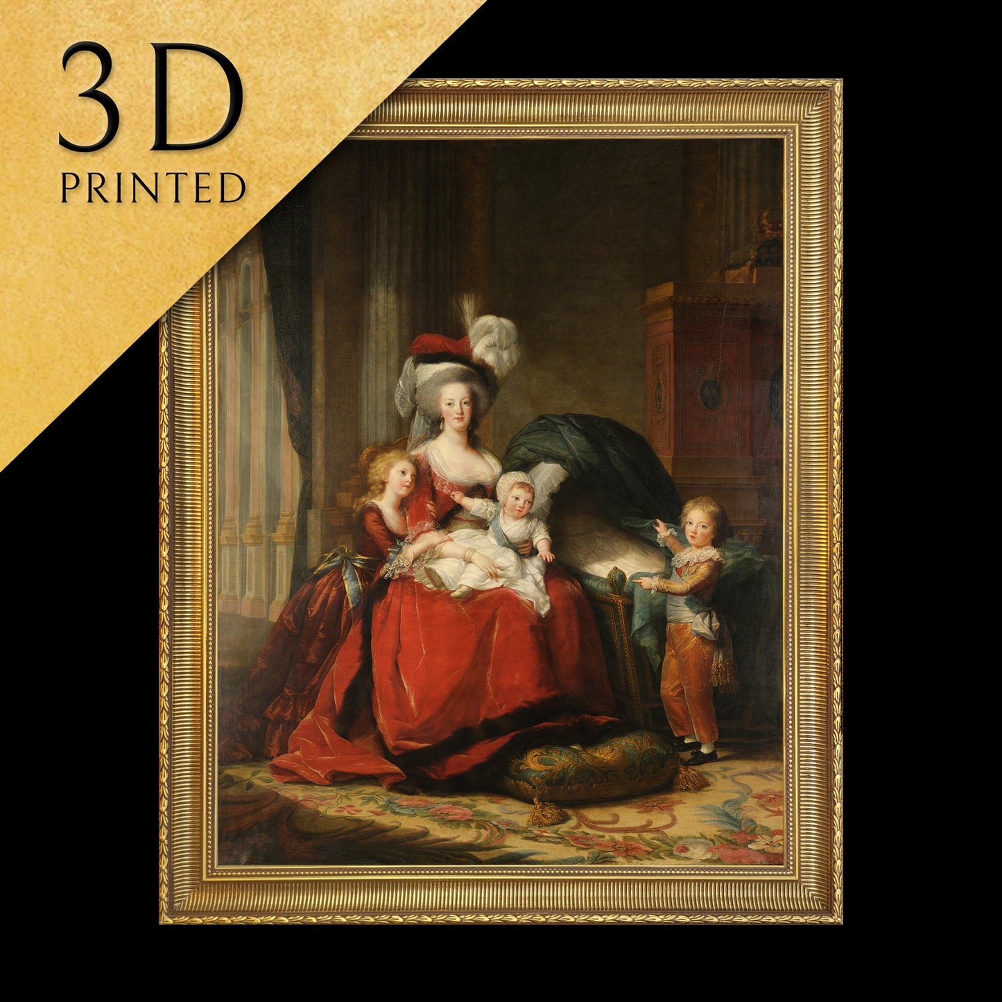 Marie Antoinette by Elisabeth Le Brun Marie, 3d Printed with texture and brush strokes looks like original oil painting