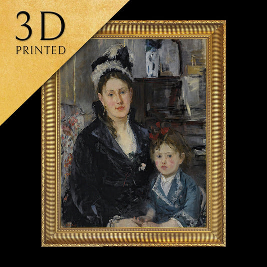 Portrait of Mme Boursier And Her Daughter by Berthe Morisot, 3d Printed with texture and brush strokes looks like original oil painting