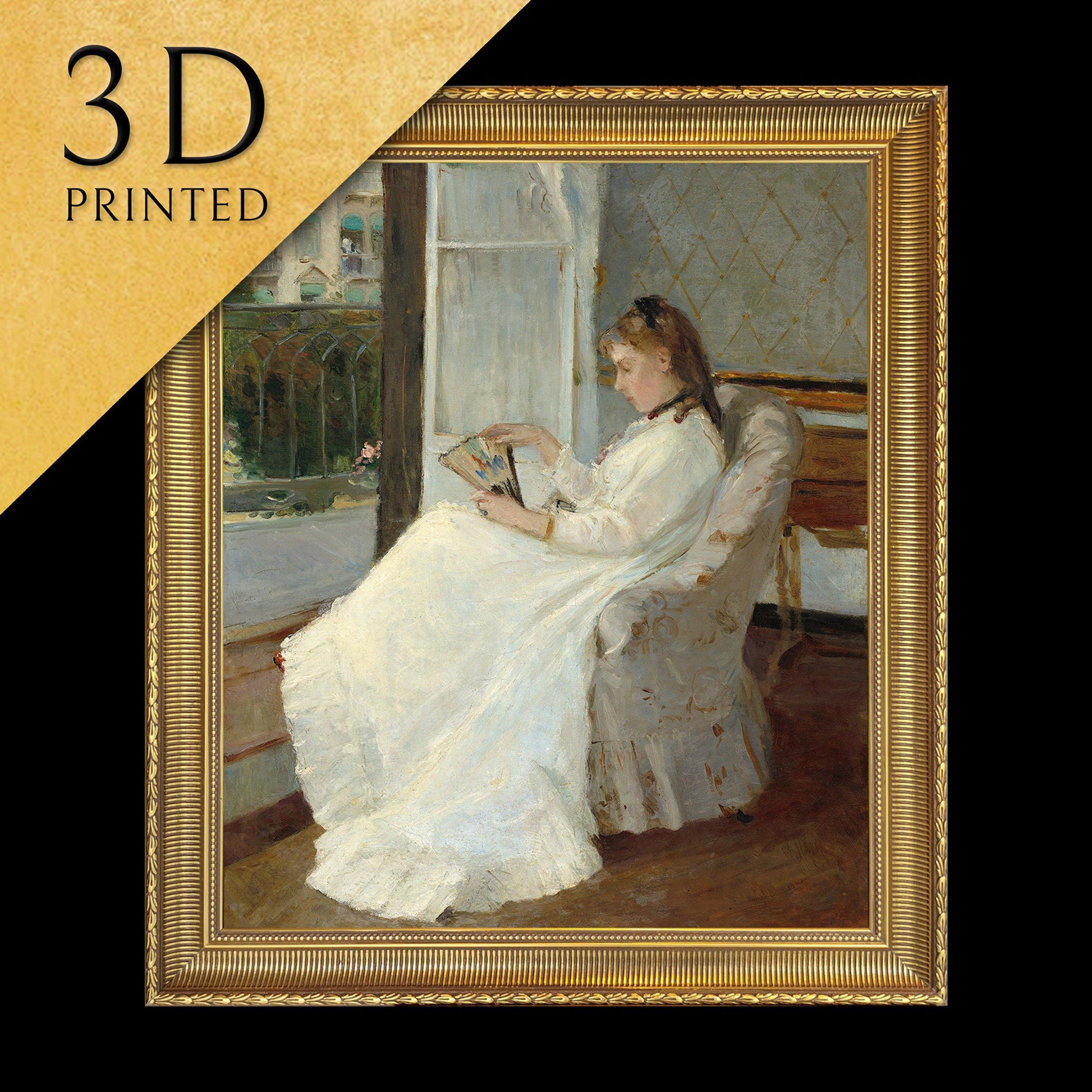 The Artist’s Sister at a Window by Berthe Morisot, 3d Printed with texture and brush strokes looks like original oil painting