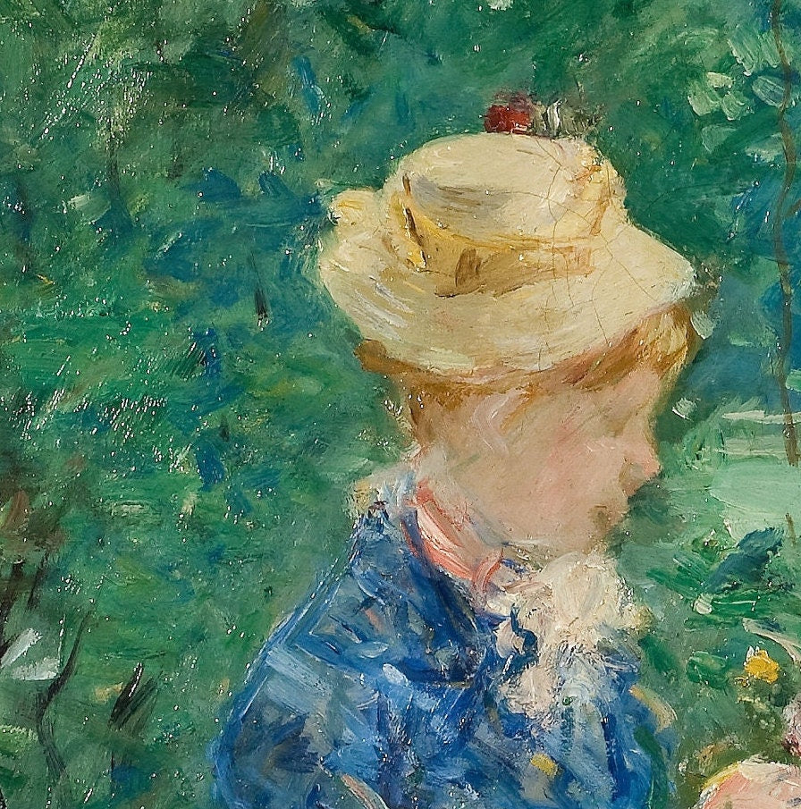 In the Bois de Boulogne by Berthe Morisot, 3d Printed with texture and brush strokes looks like original oil painting