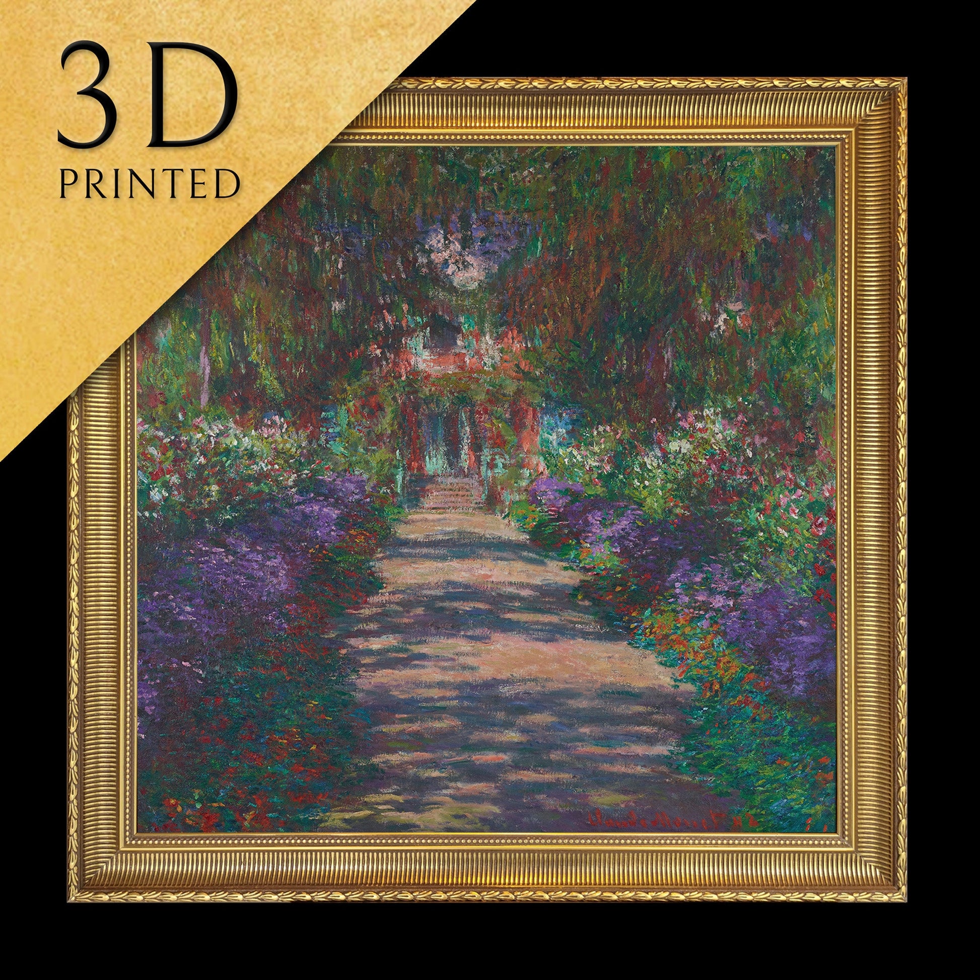 Eine Allee in Monets Garten in Giverny by Cloude Monet, 3d Printed with texture and brush strokes looks like original oil painting.