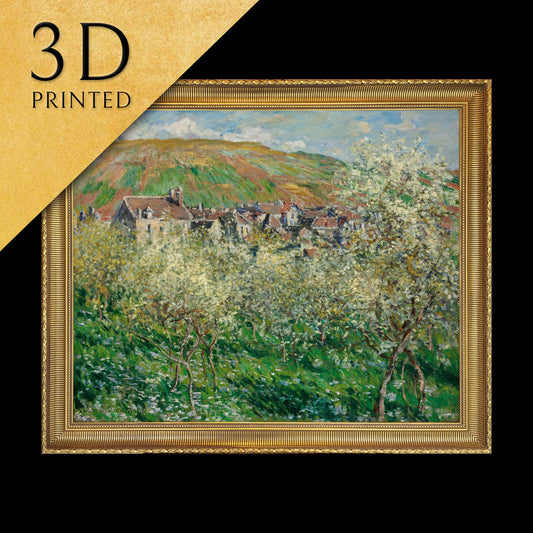 Flowering Plum Trees by Cloude Monet, 3d Printed with texture and brush strokes looks like original oil painting.