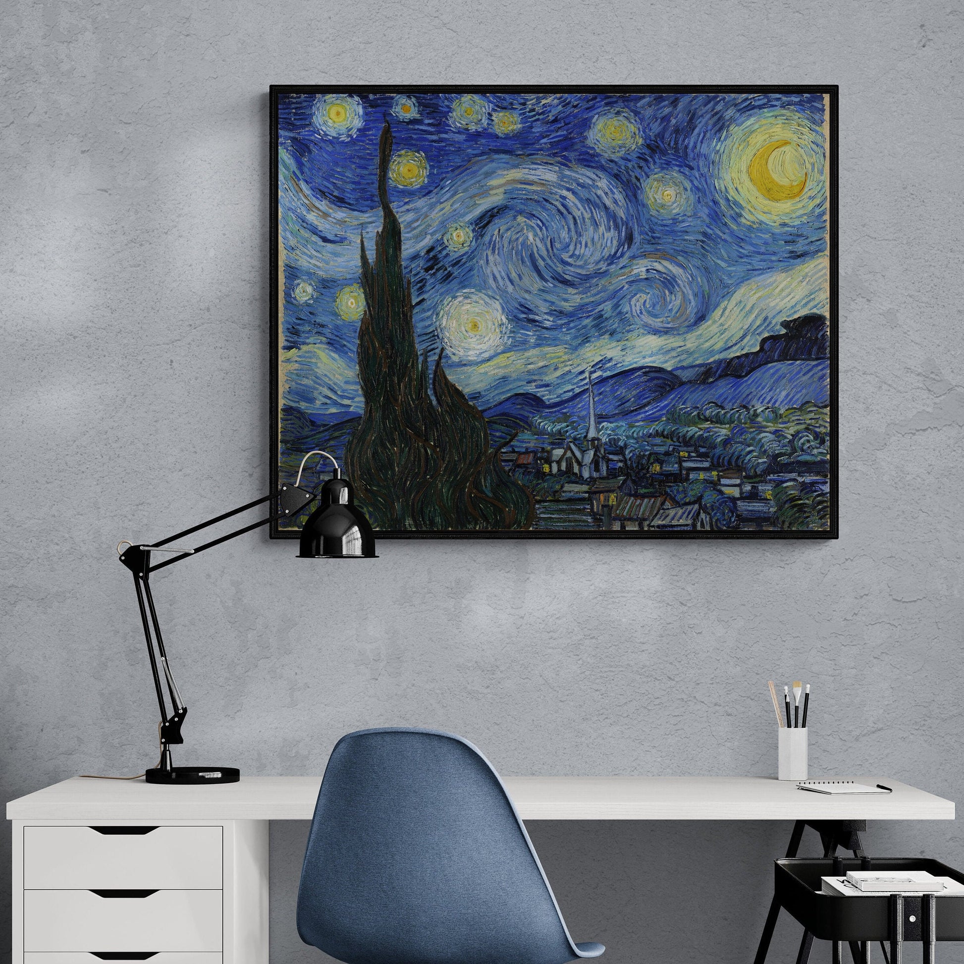 Starry Night by Vincent Van Gogh, 3d Printed with texture and brush strokes looks like original oil painting