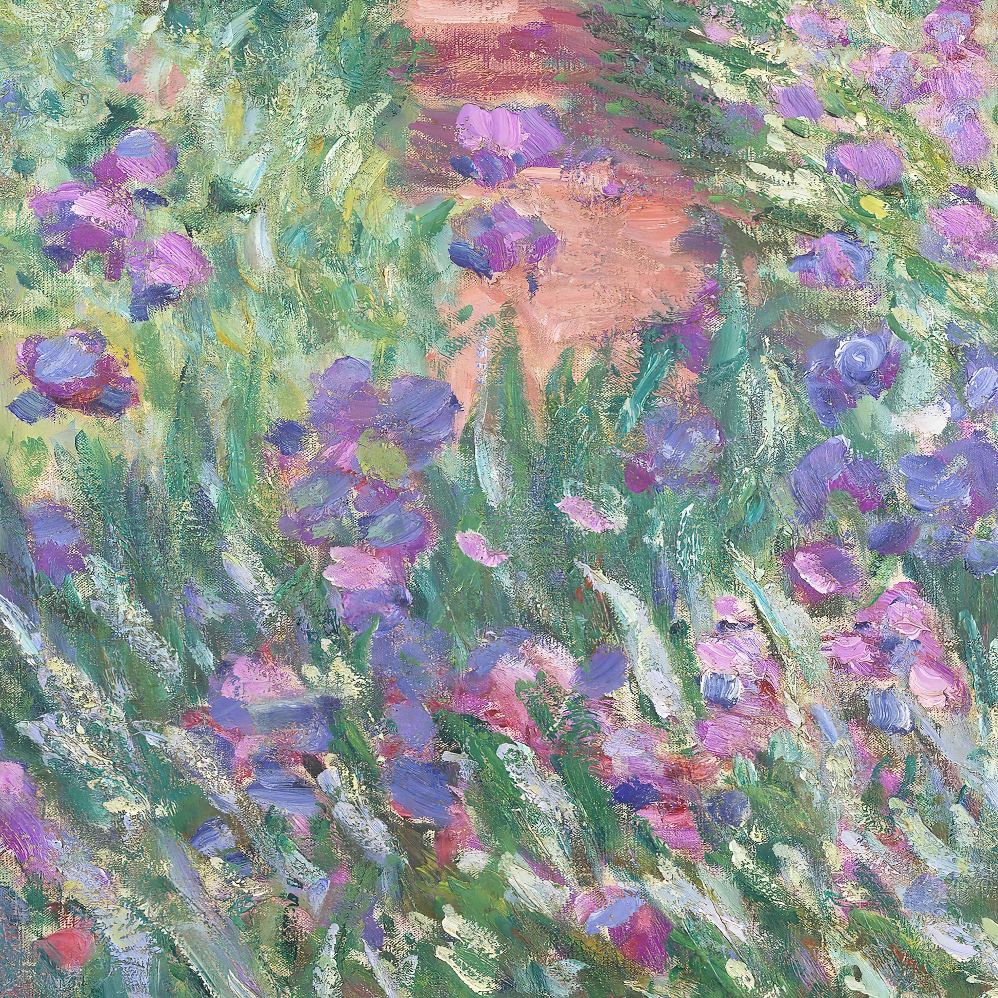 Claude Monet Garden with Irises, 3d Printed with texture and brush strokes looks like original oil painting