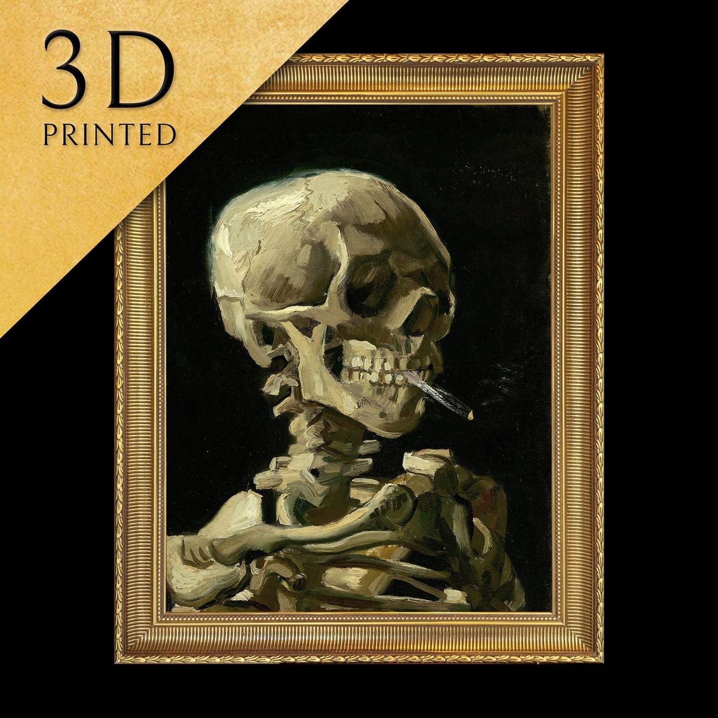 Skull of a Skeleton with Burning Cigarette by Vincent Van Gogh, 3d Printed, Famous Painting, Museum Prints, Fine Art Print