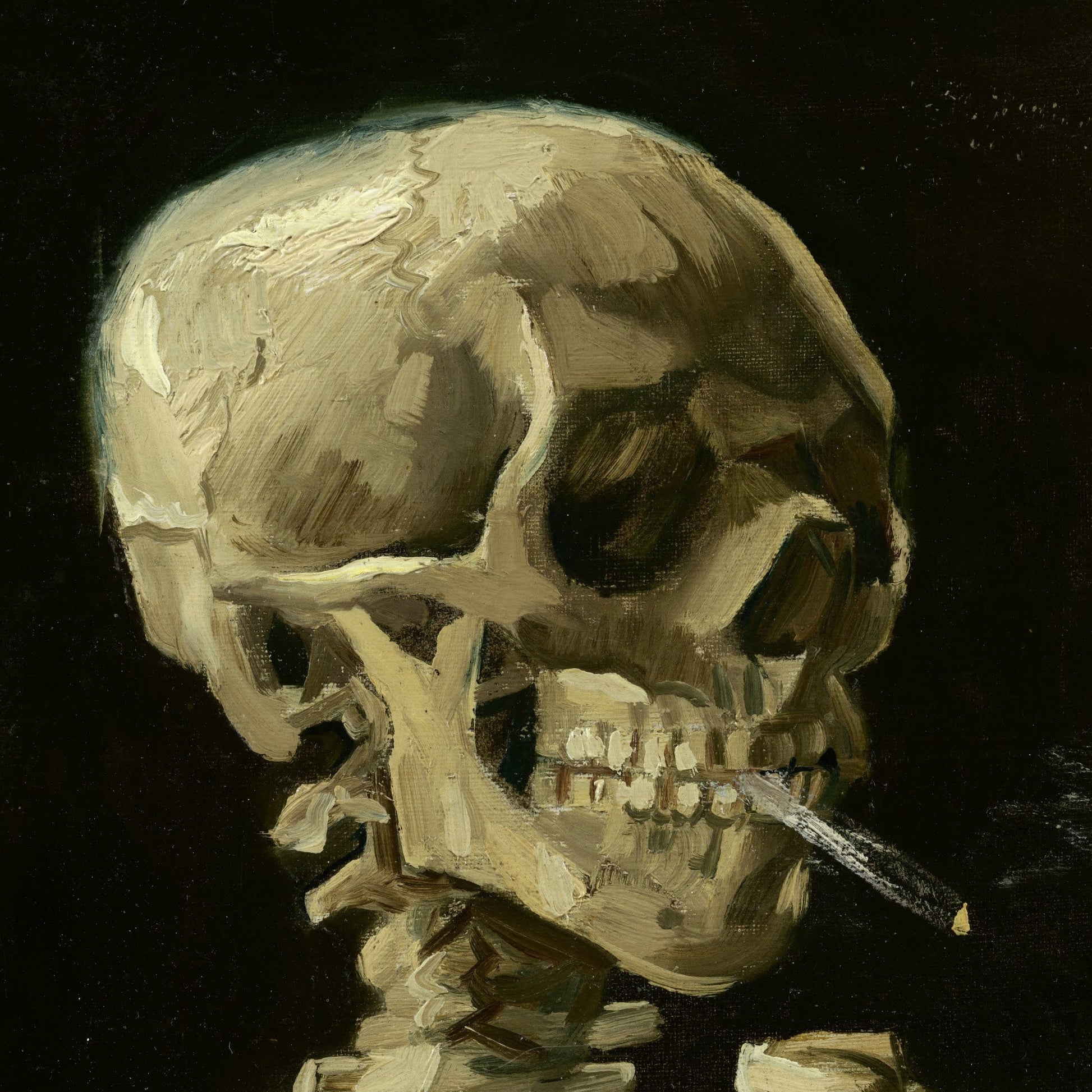 Van Gogh Skull with Burning Cigarette, 3D Printed Fine Art