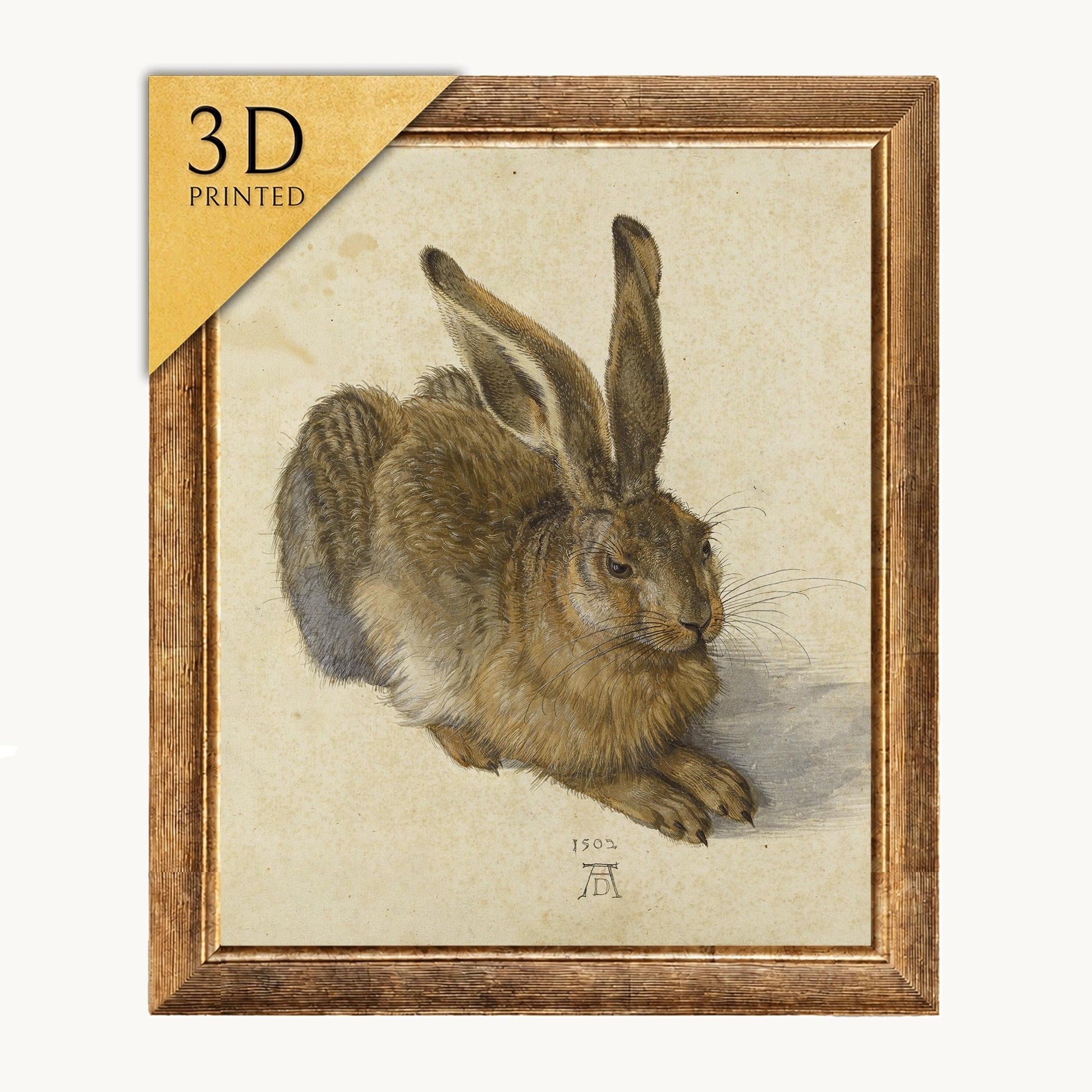 Albrecht Dürer Young Hare 3D Print: Textured Brushstrokes
