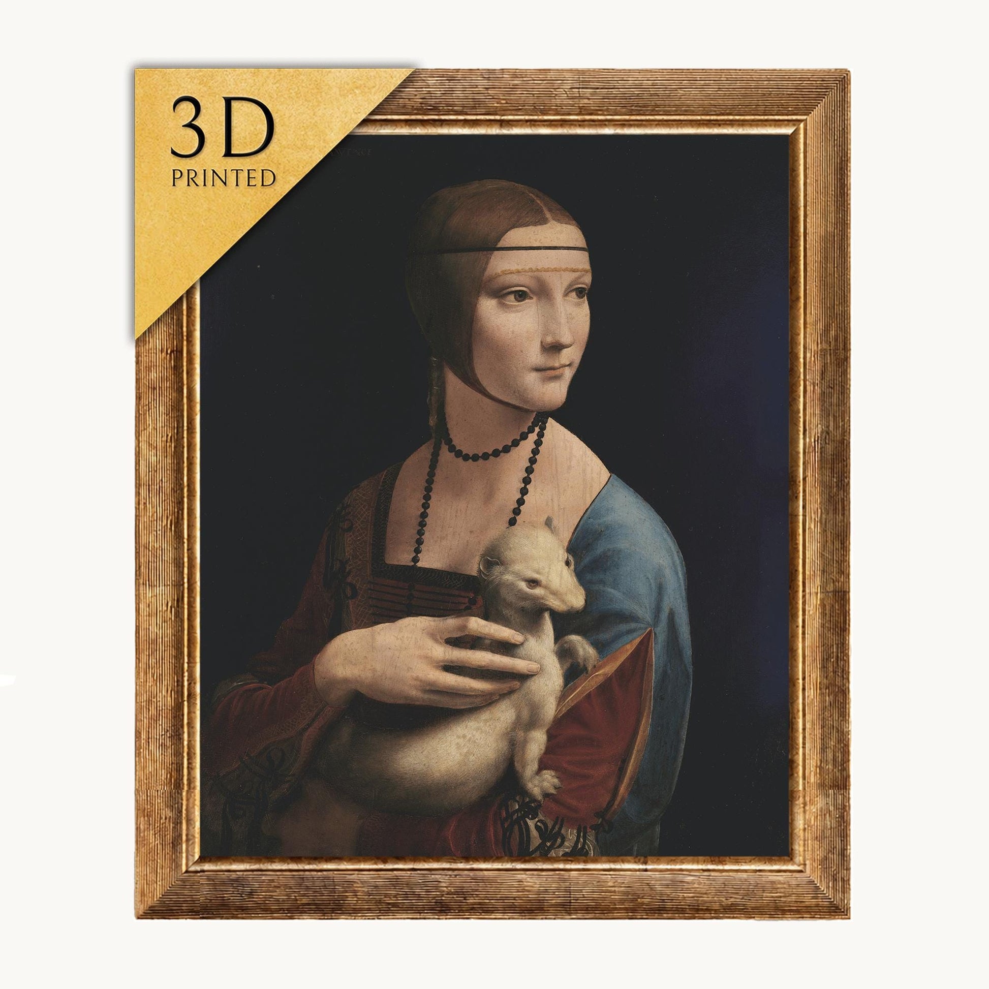 Da Vinci Lady with Ermine: 3D Textured Art Reproduction