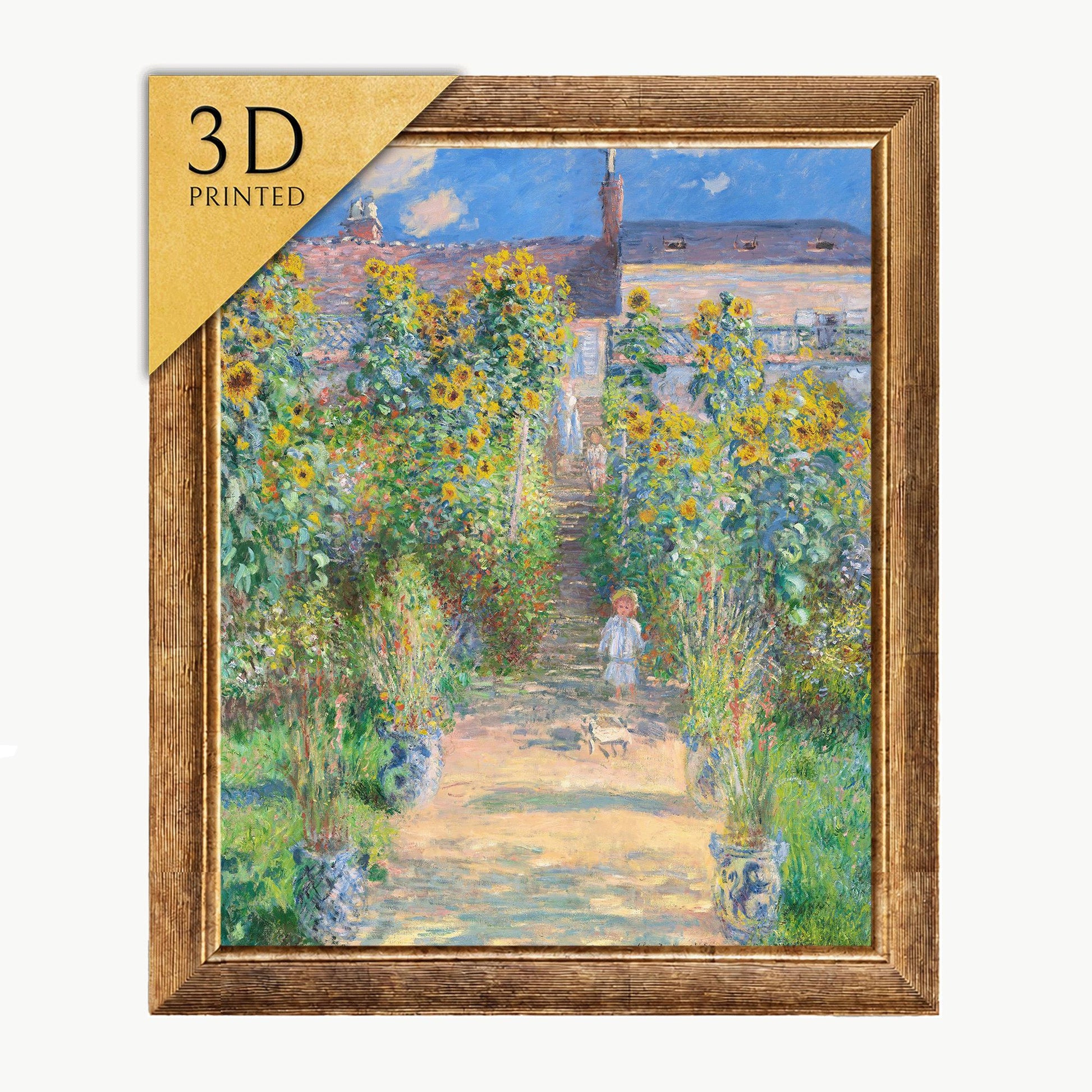 Claude Monet - Garden with Sunflowers - 3D Textured Print