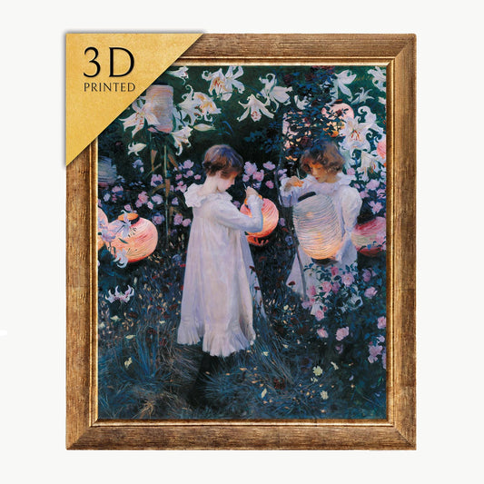 Carnation, Lily, Rose 3D Print: John Singer Sargent Textured Oil Painting