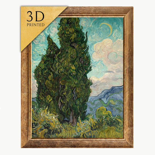 Van Gogh Cypresses 3D Print: Textured Oil Painting Reproduction