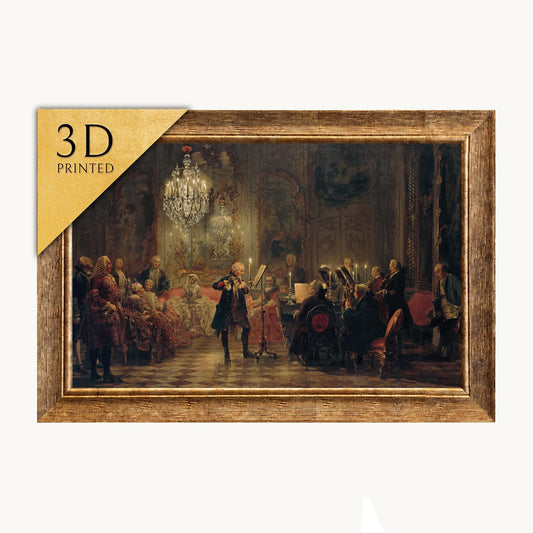 3D Printed 'Flute Concert' by Adolph Menzel: Textured Oil Painting Reproduction