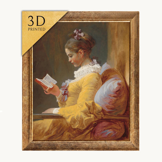 Young Girl Reading by Fragonard: 3D Texture Art Print